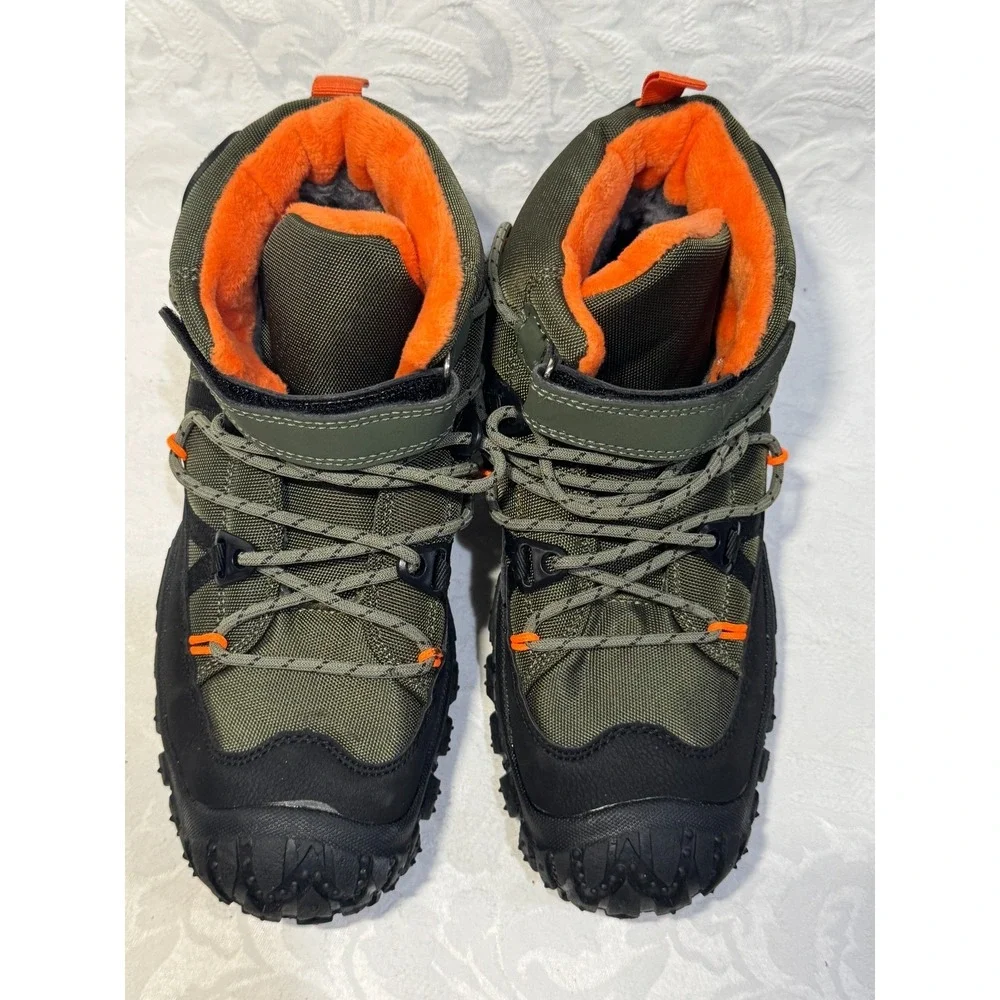 Grnkids Kids Winter Boots‎ US 4 EU 36 Olive Black Orange Fur Hiking Shoes